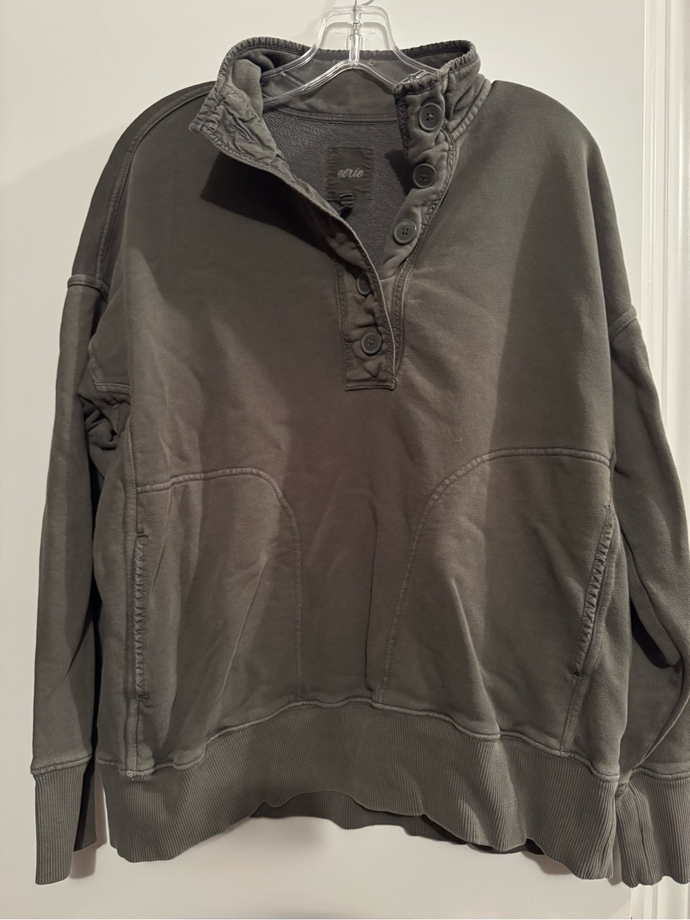 aerie Women's Olive Green Button Pullover Sweater